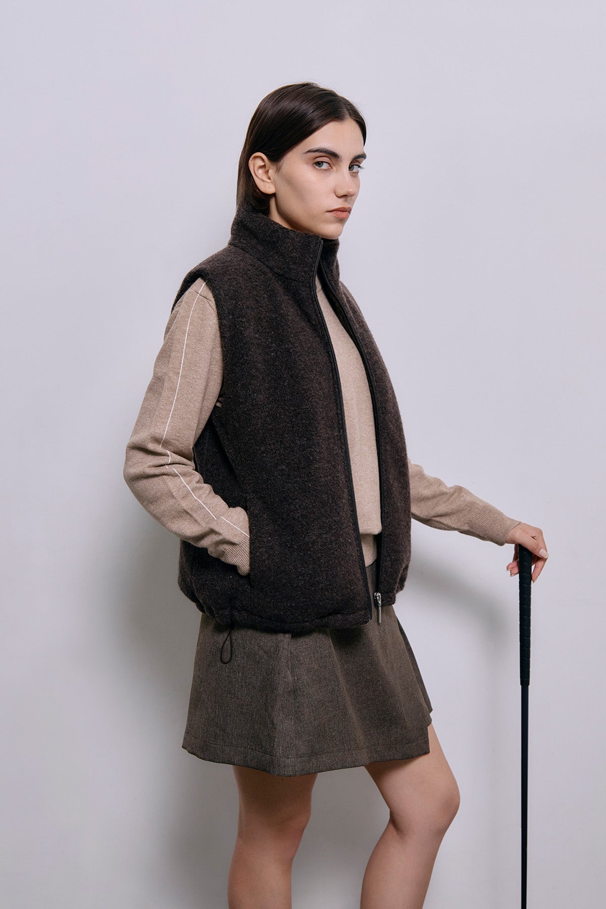 WOOLLY WARM VEST - Brown