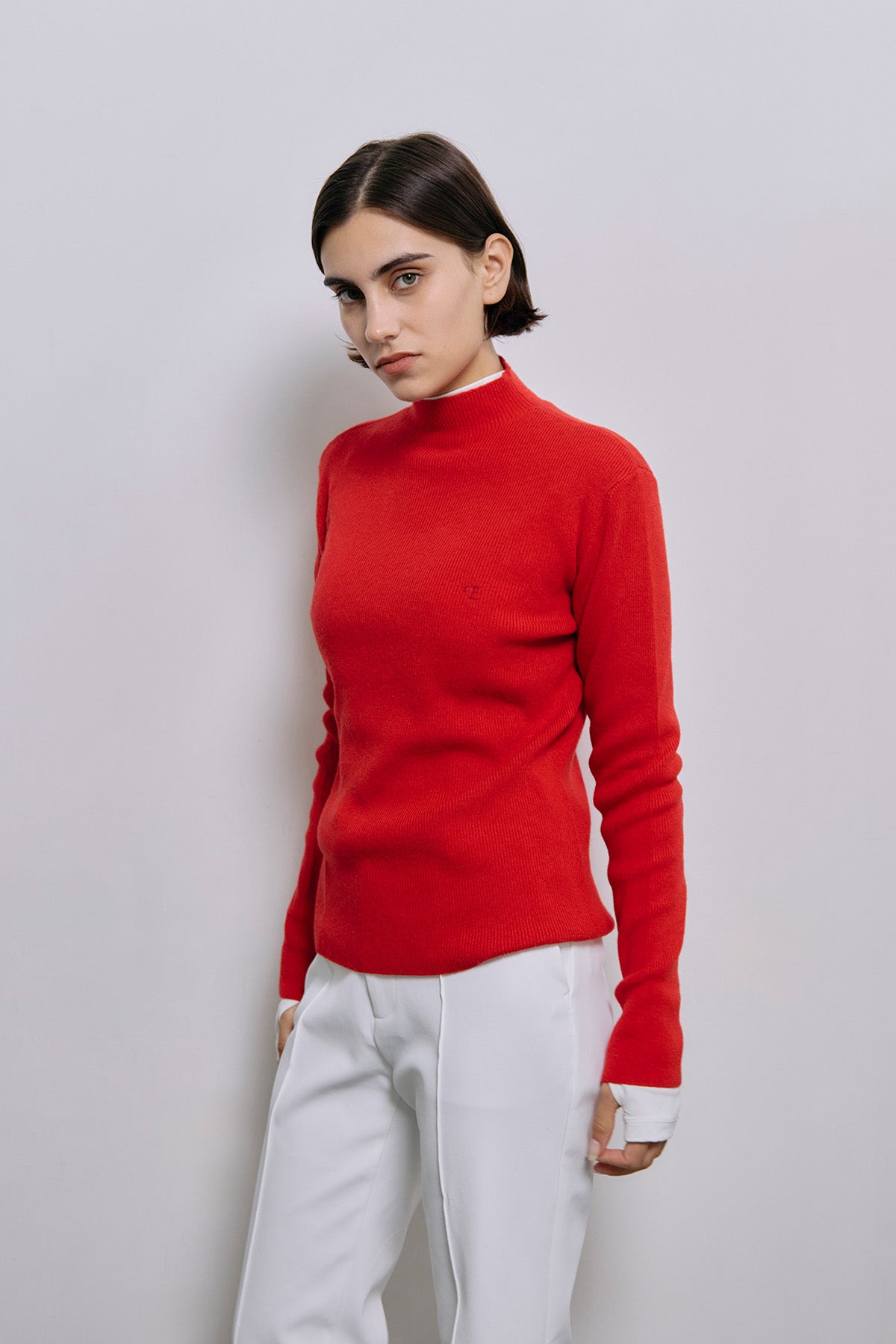 BLANC CASHMERE MOCK - Red