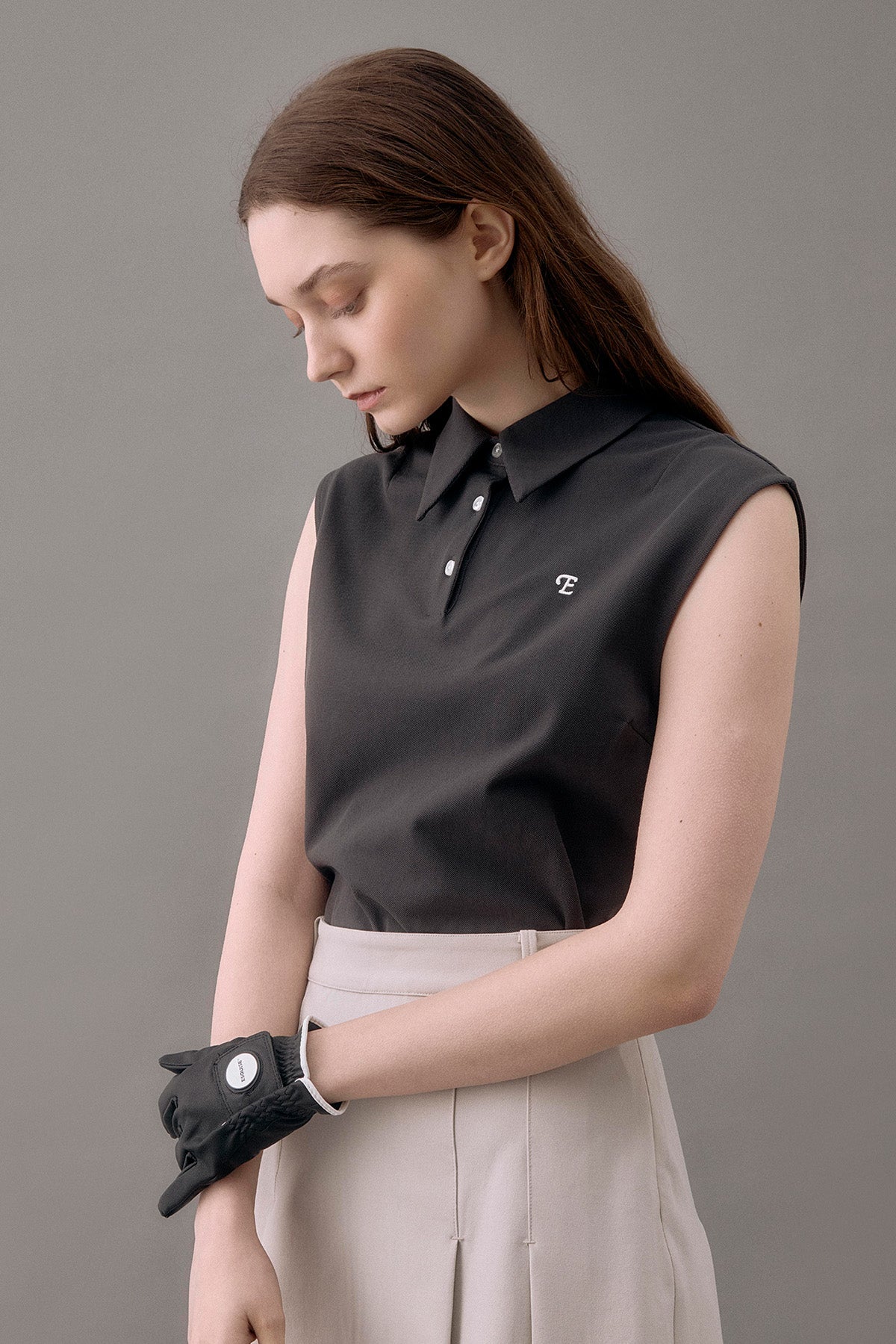 CLASSIC PIQUE SLEEVELESS TOP - Brown