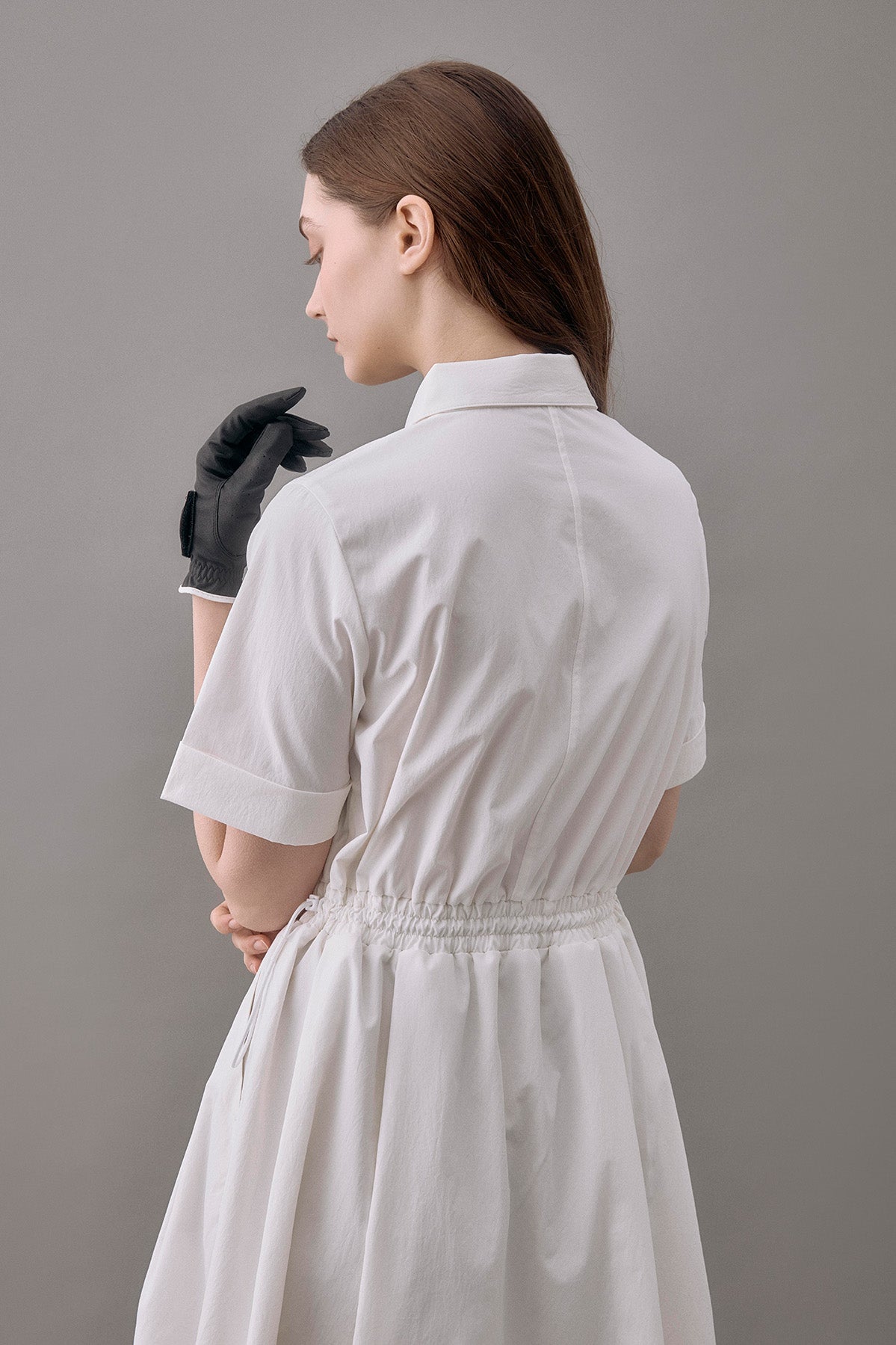 DRAWSTRING SHIRT DRESS - White