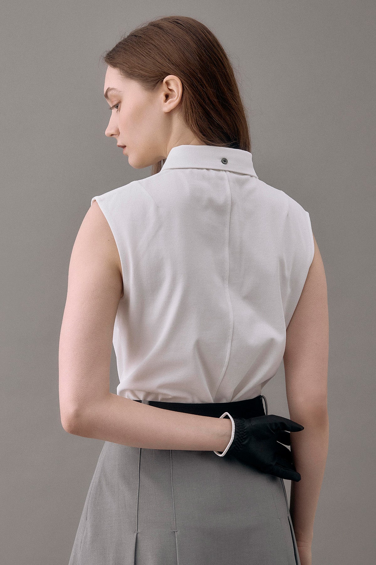 CLASSIC PIQUE SLEEVELESS TOP - White