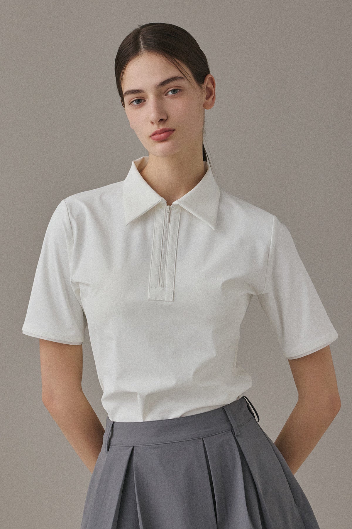 MODERN ZIP POLO - White