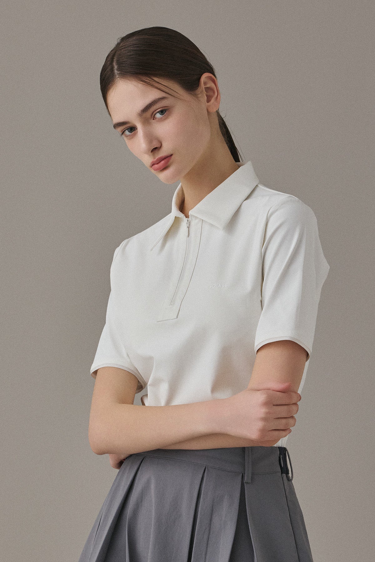 MODERN ZIP POLO - White