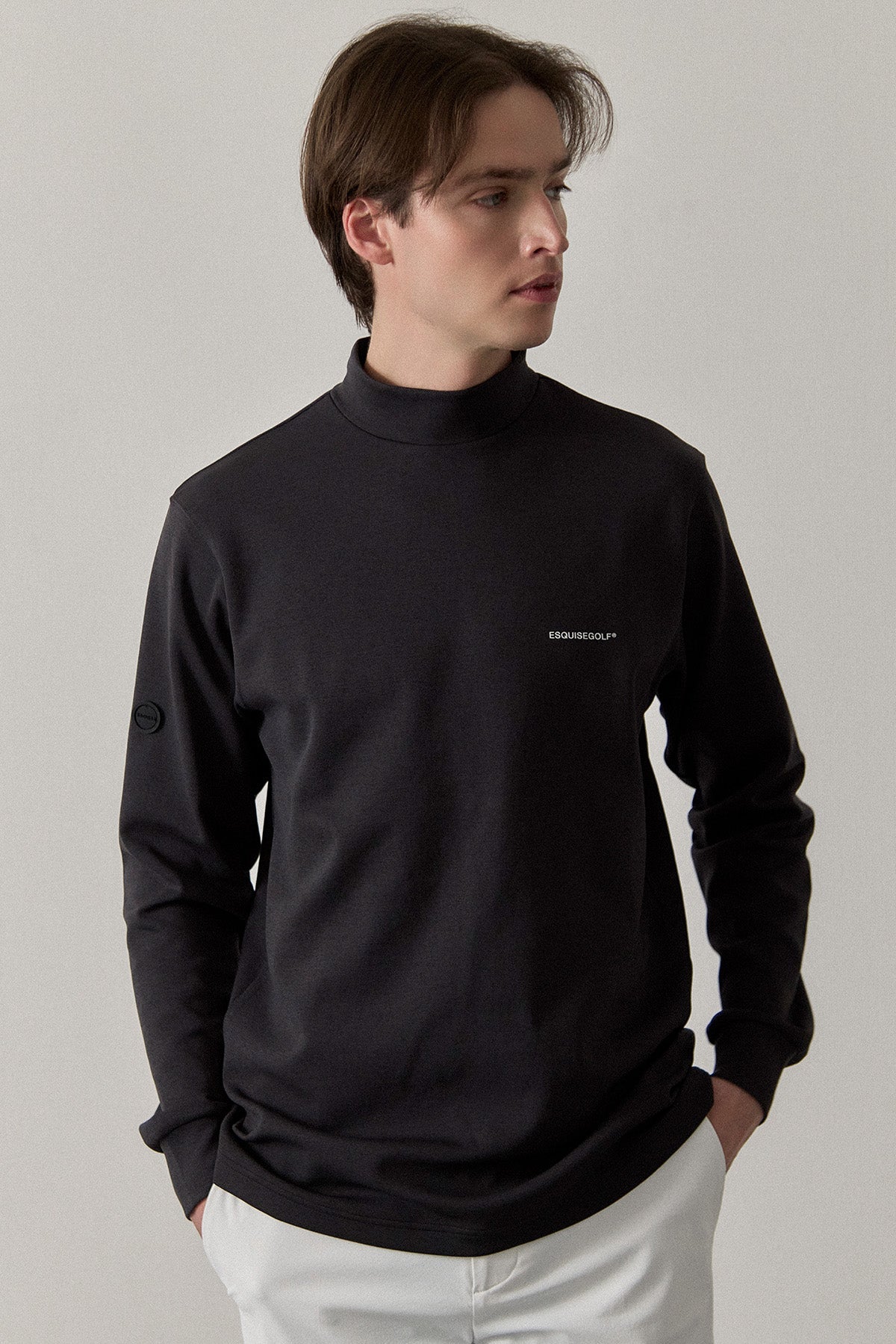RELAXED STRETCH MOCKNECK - Charcoal