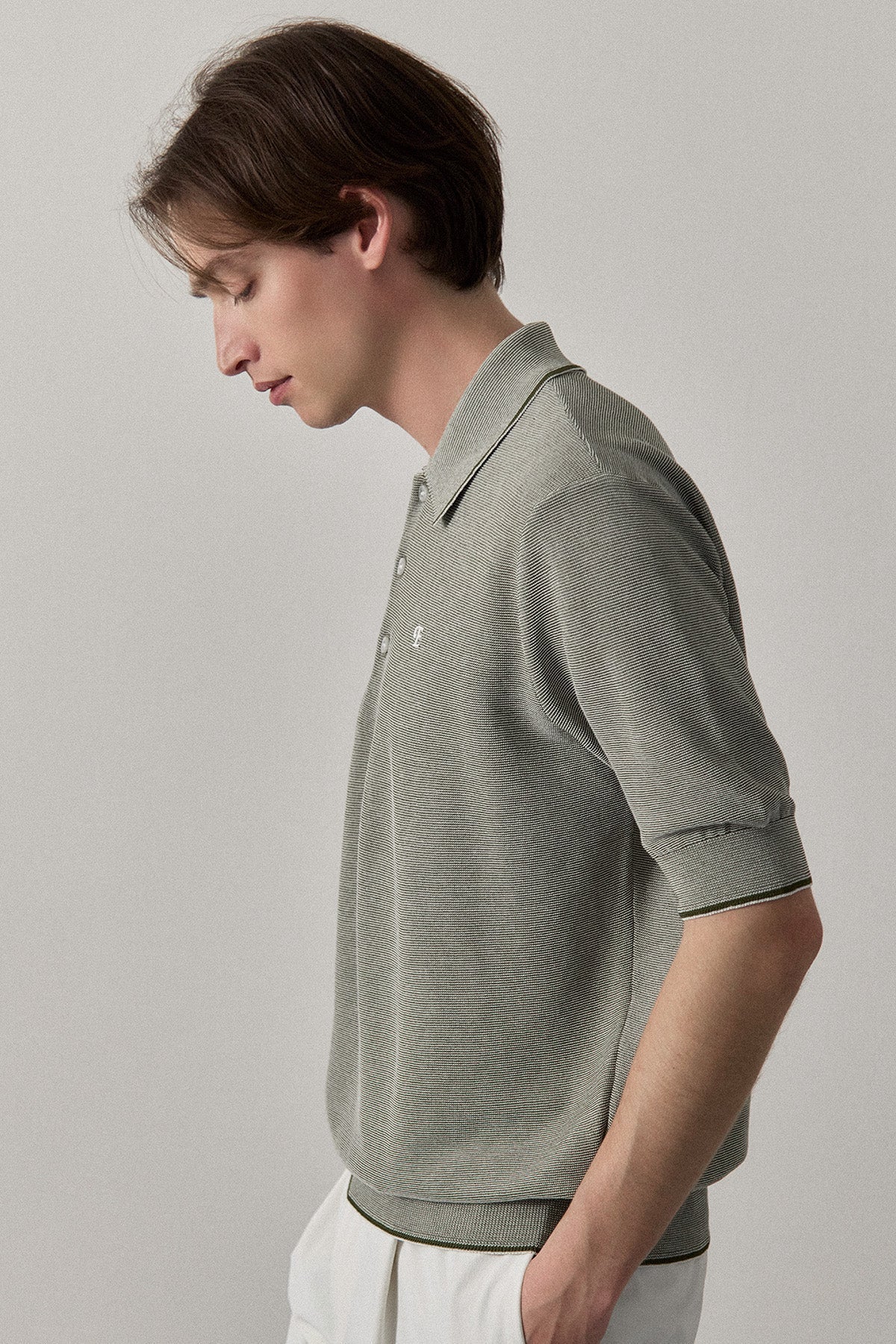 FINE WEAVE KNIT POLO - Khaki