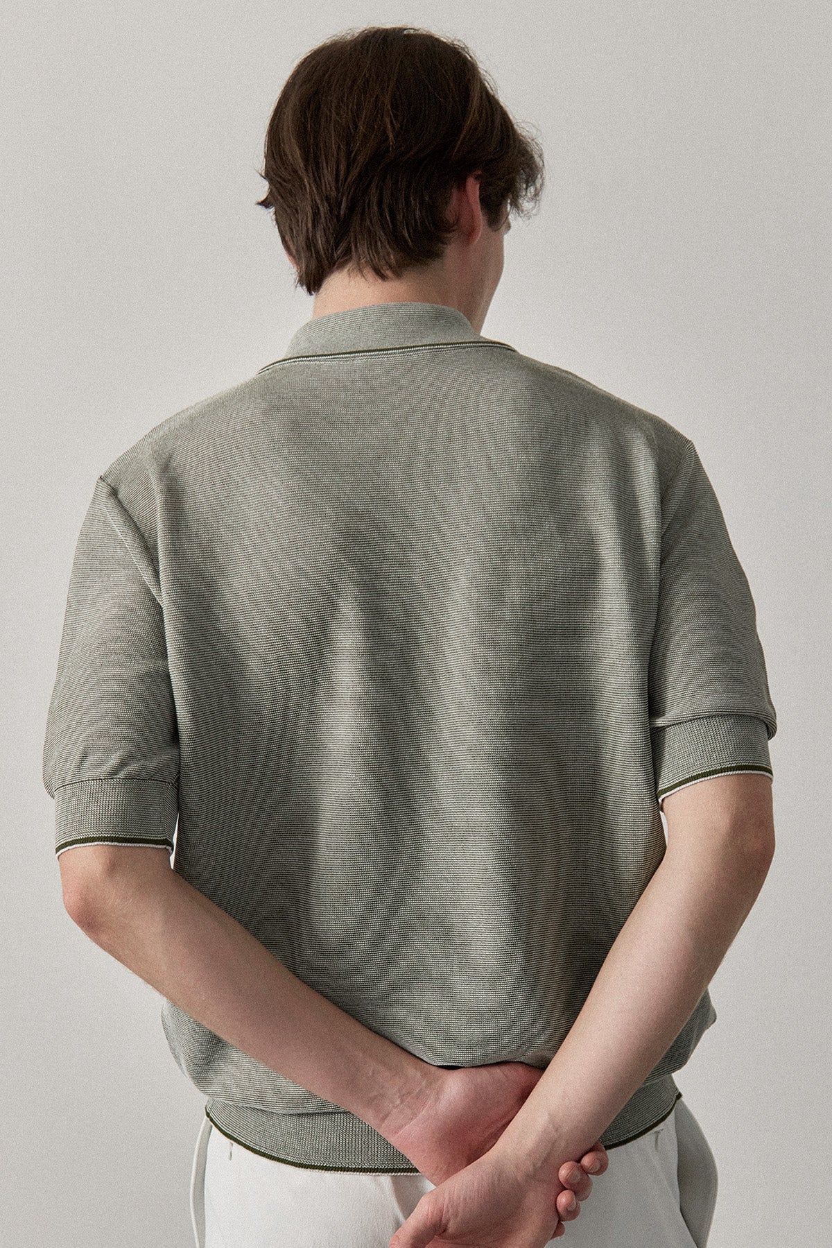FINE WEAVE KNIT POLO - Khaki