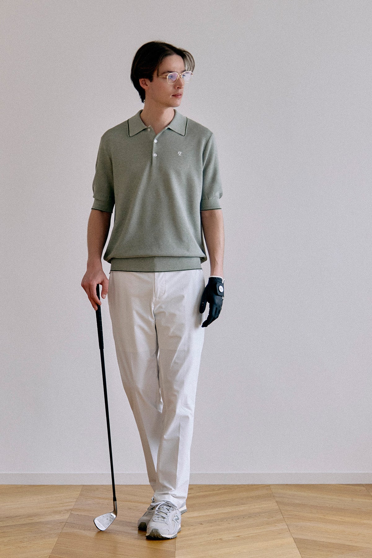 FINE WEAVE KNIT POLO - Khaki