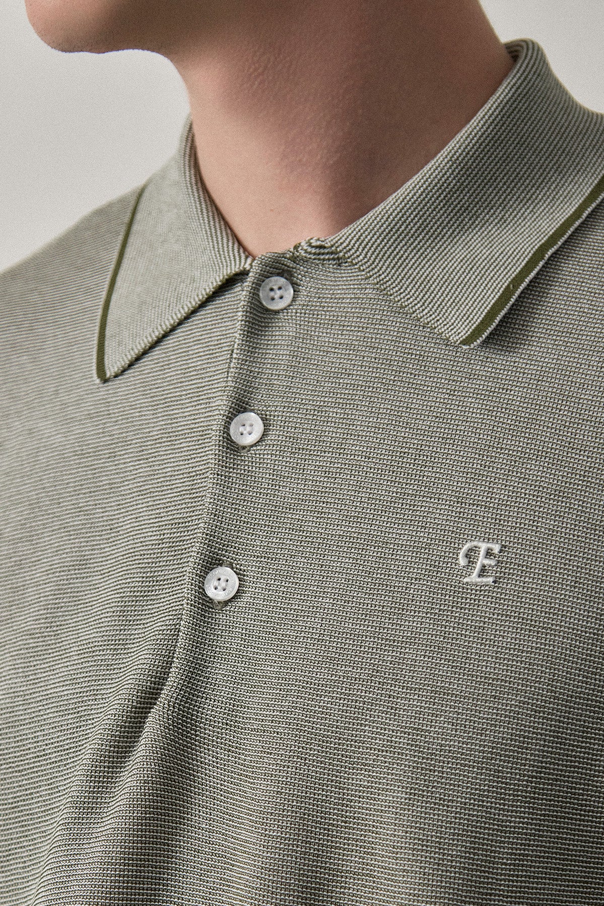 FINE WEAVE KNIT POLO - Khaki