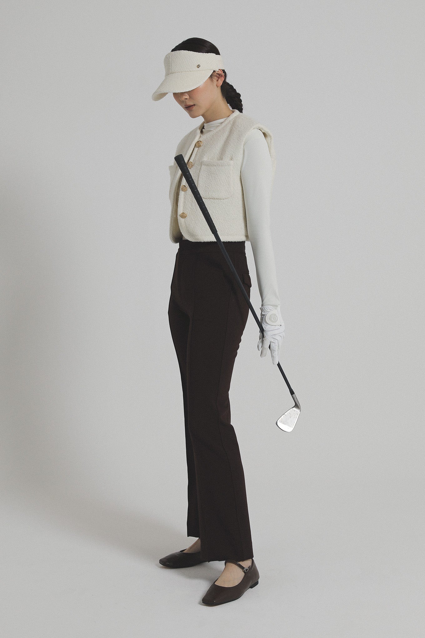 TWEED SHORT VEST - Cream