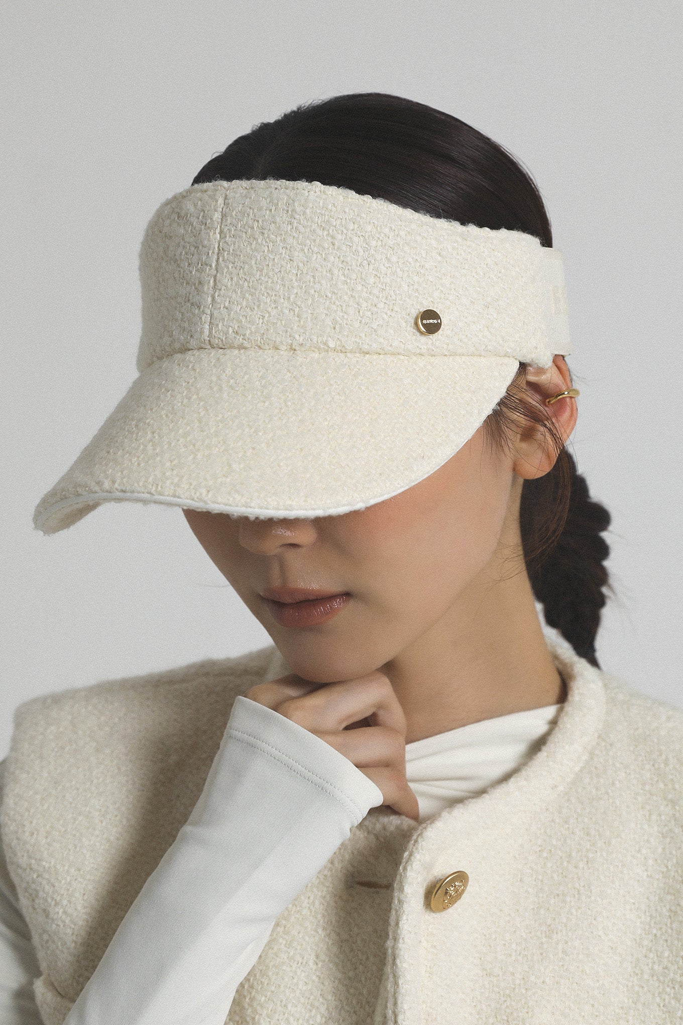 TWEED CURVE VISOR - Cream