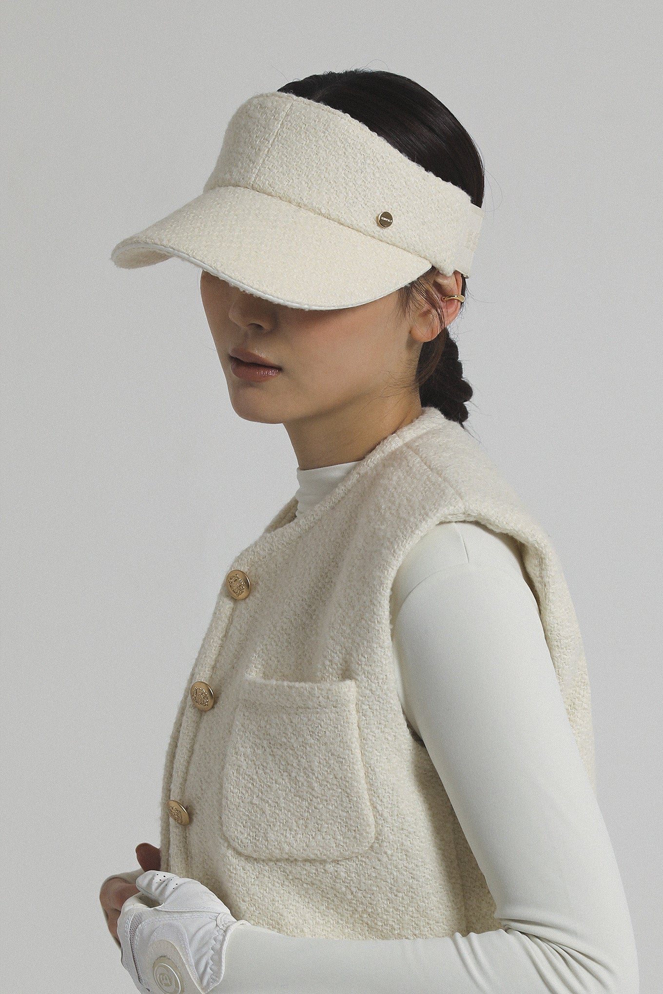 TWEED CURVE VISOR - Cream