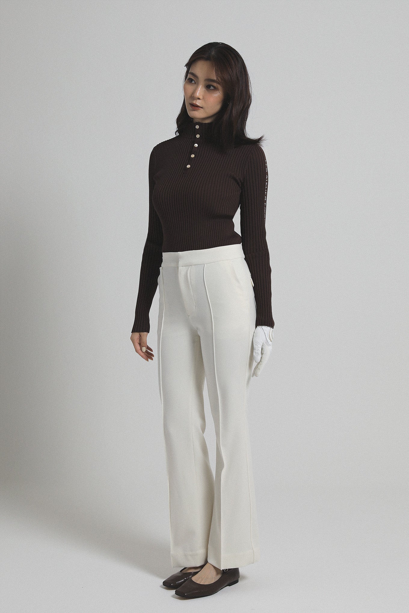 2WAY LETTER RIB KNIT - Espresso