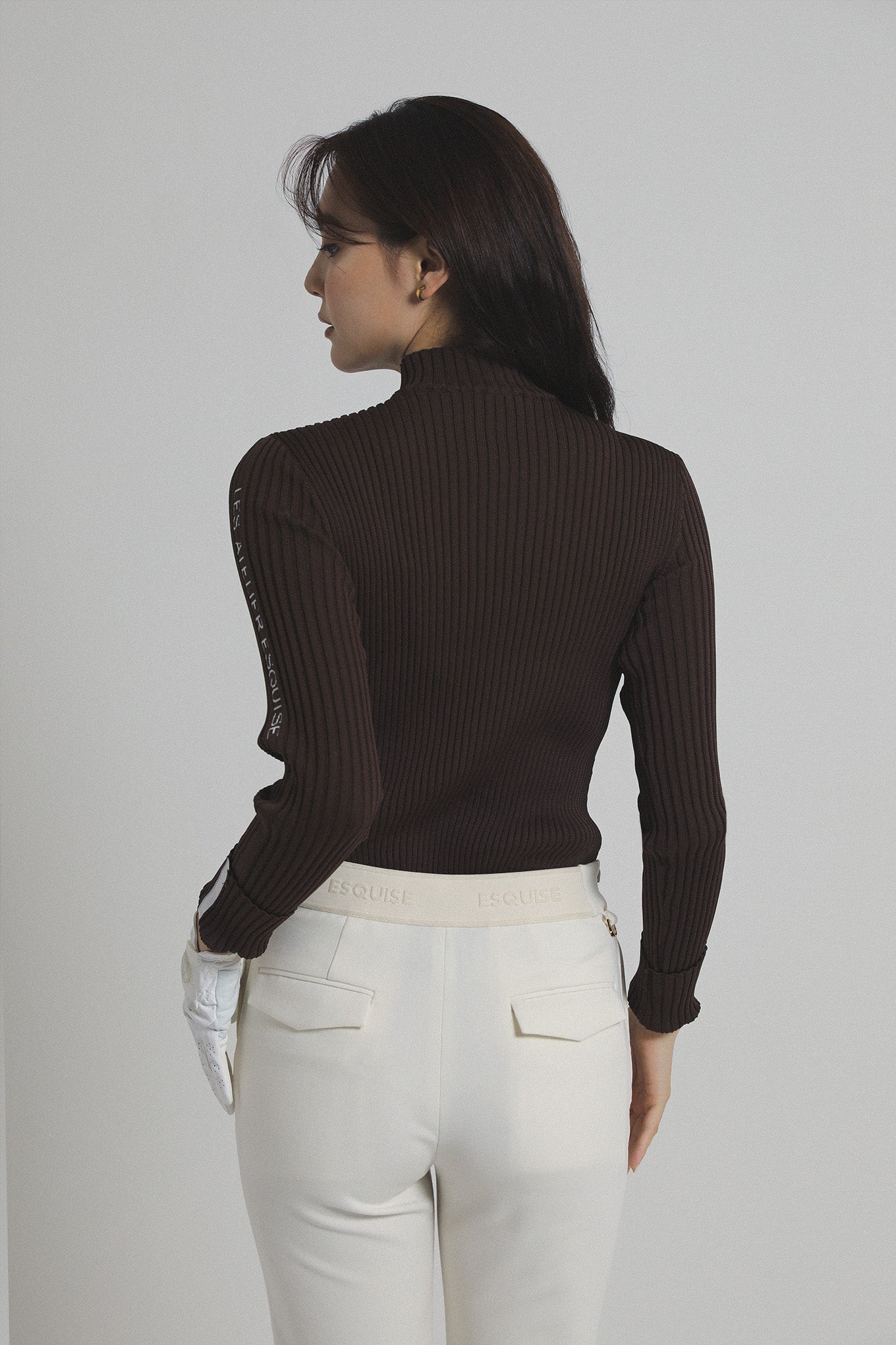 2WAY LETTER RIB KNIT - Espresso