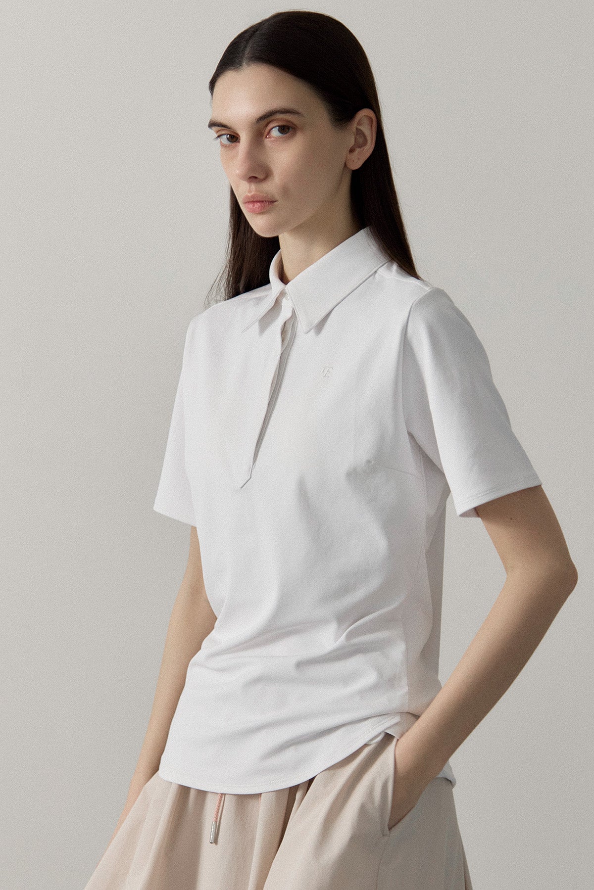 AIRY STRETCH POLO - White