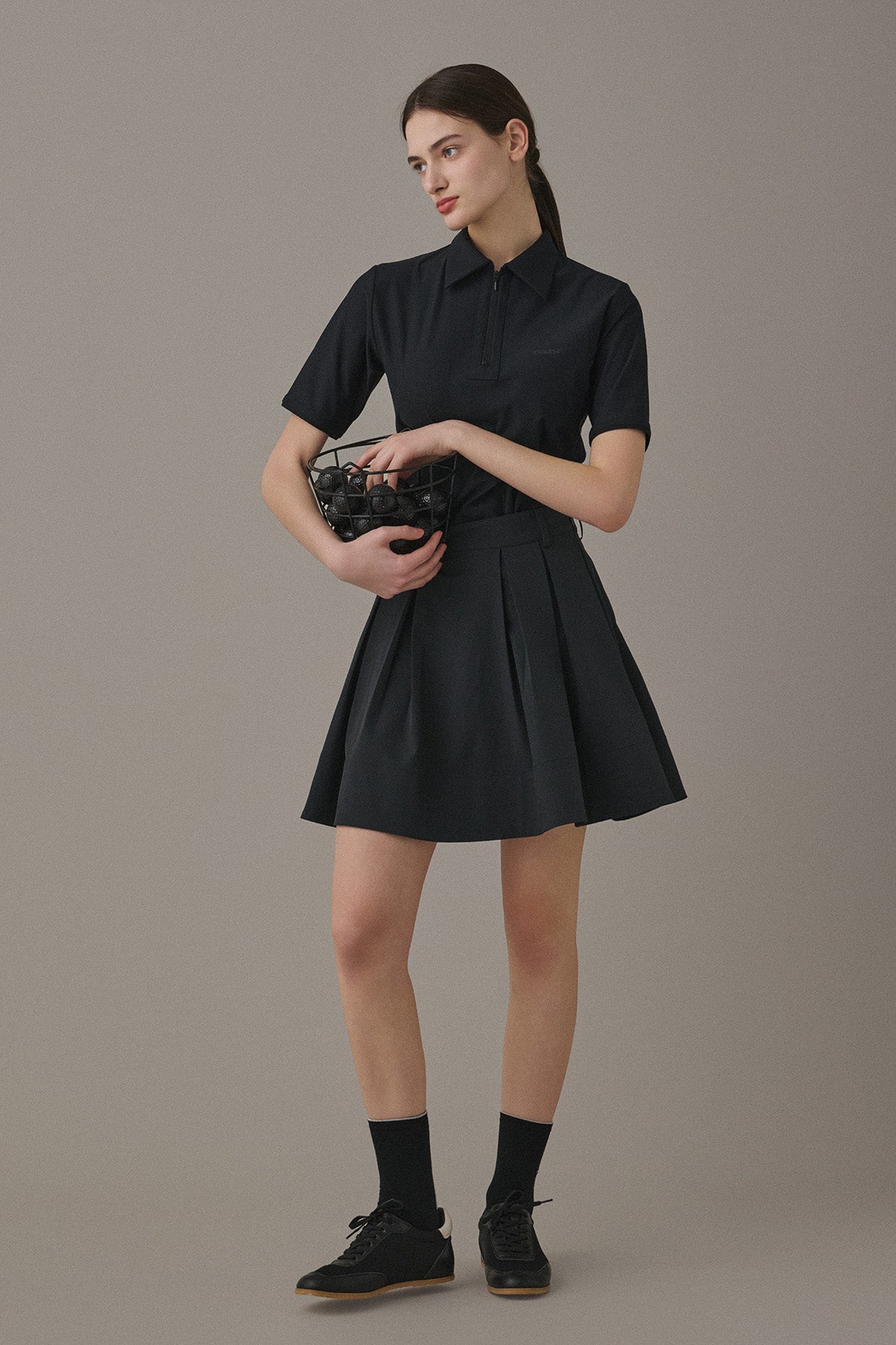 MODERN ZIP POLO - Black