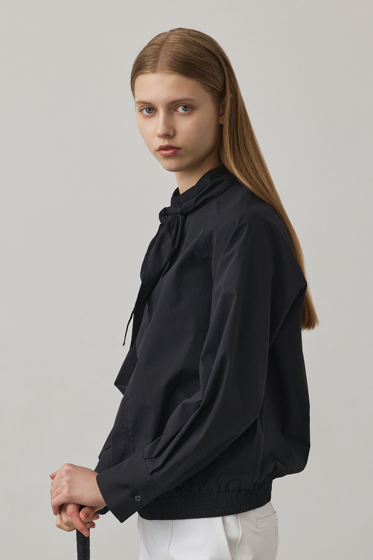 TIE DESIGN SHIRT TOP - Black