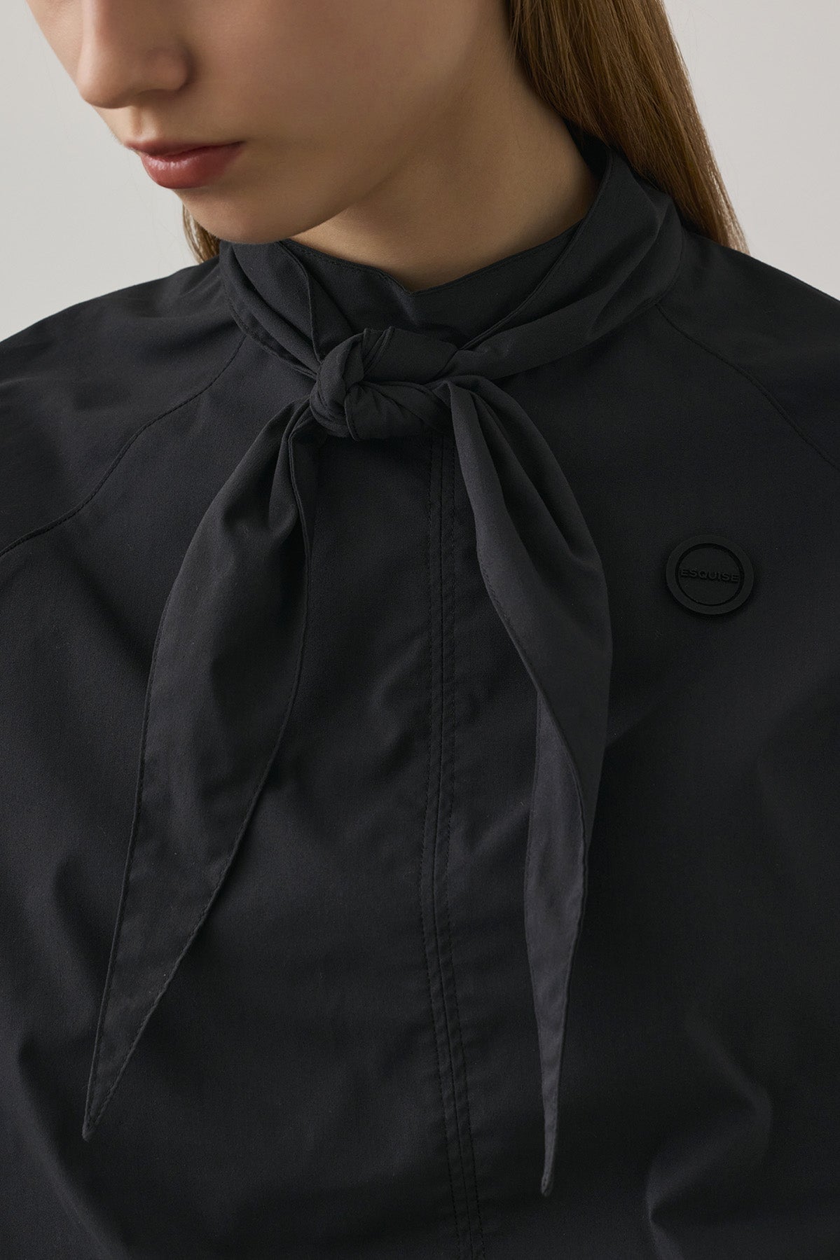 esquise エスキースゴルフTIE DESIGN SHIRT TOP TIE DESIGN SHIRT TOP - Black