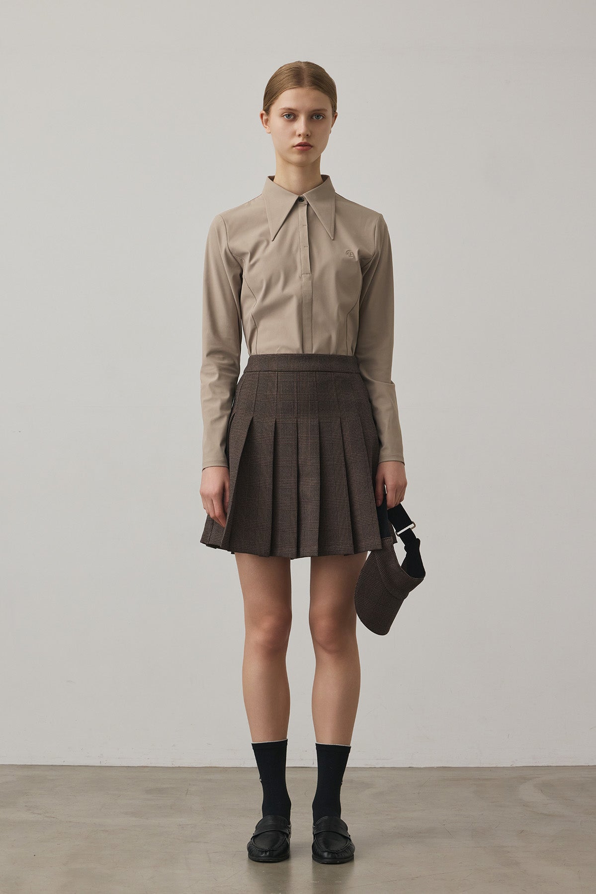 CLASSIC COLLAR SHIRT TOP - Beige
