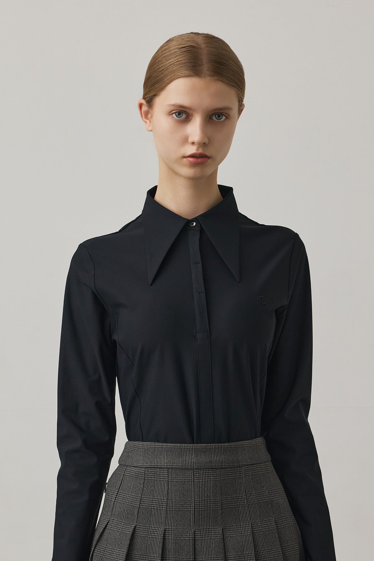 CLASSIC COLLAR SHIRT TOP - Black