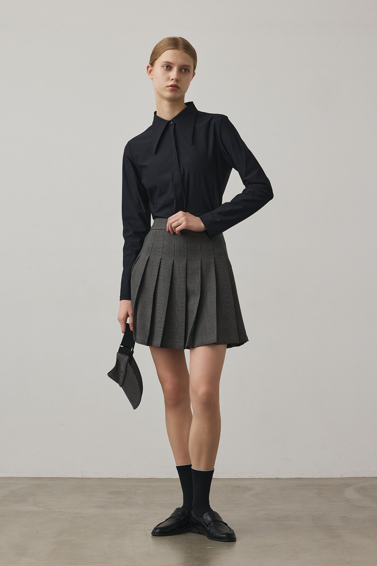 CLASSIC COLLAR SHIRT TOP - Black