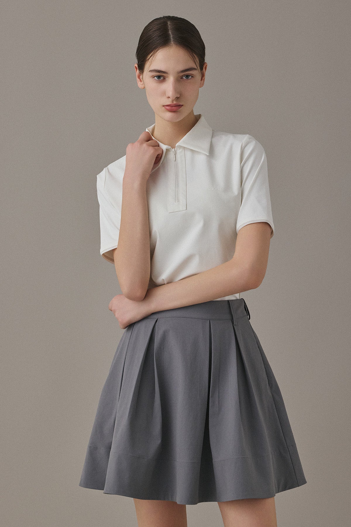 ROMAN FLARE SKIRT - Dark Clay