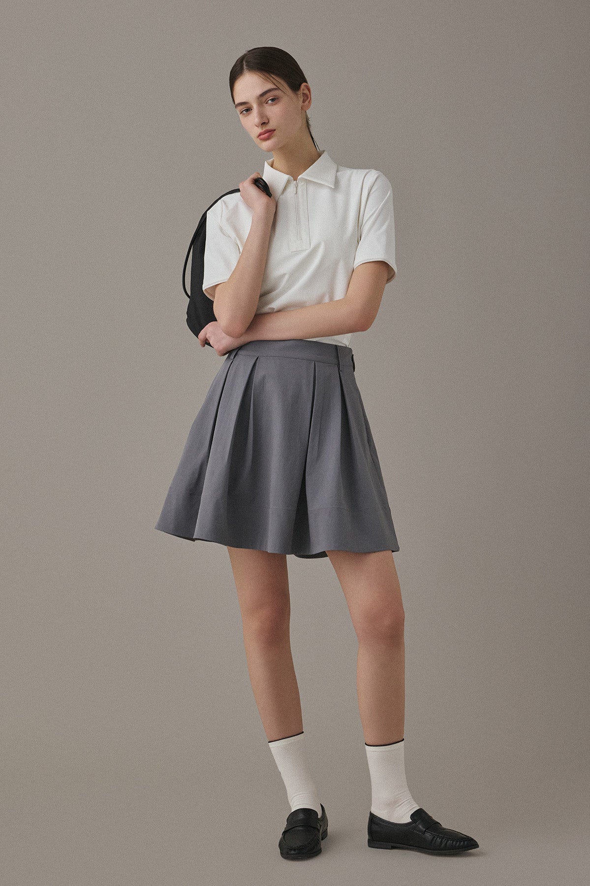 ROMAN FLARE SKIRT - Dark Clay