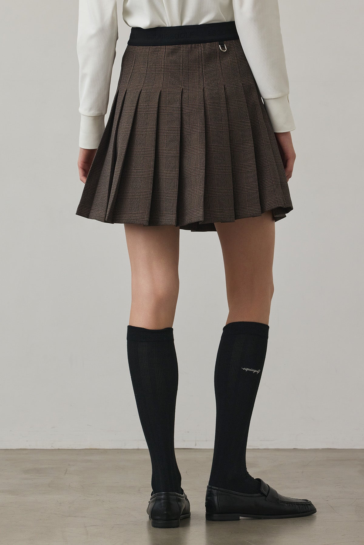 GLEN CHECK PLEATS SKIRT - Brown