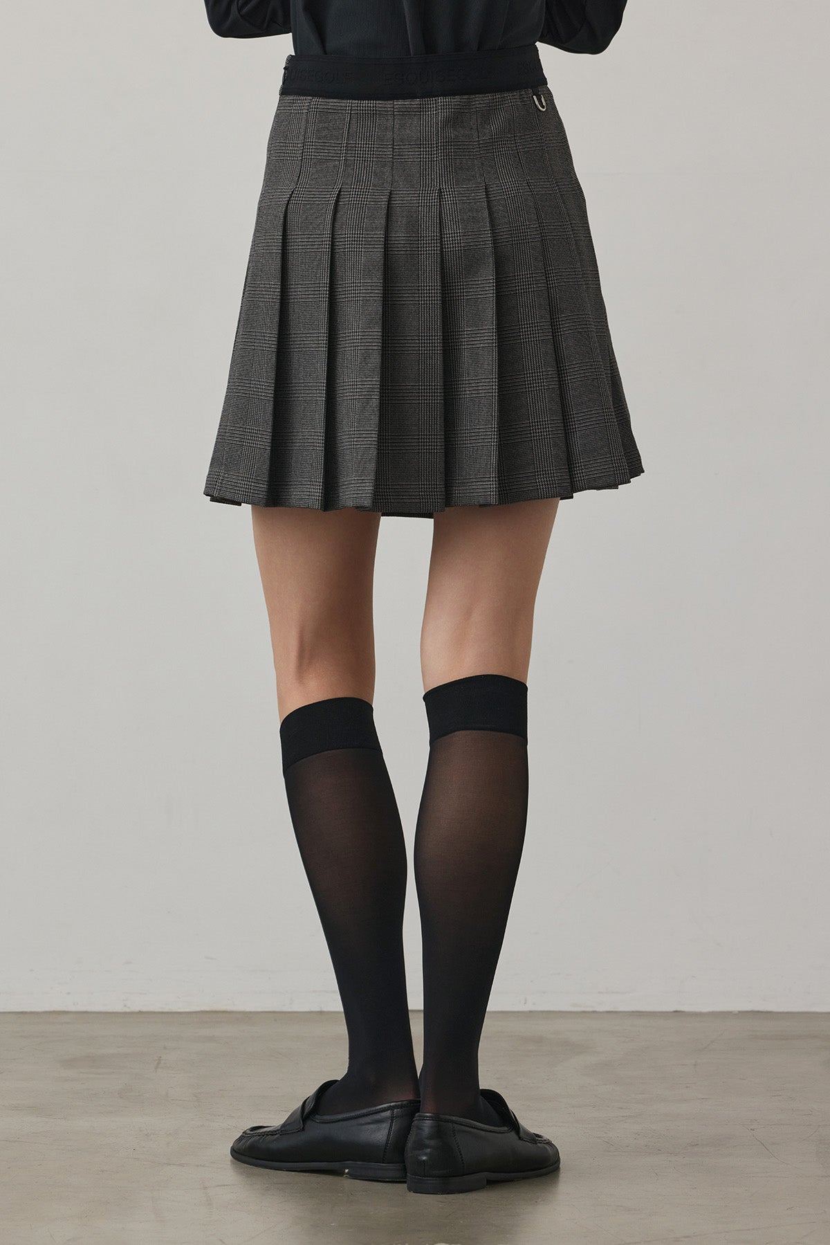 GLEN CHECK PLEATS SKIRT - Gray