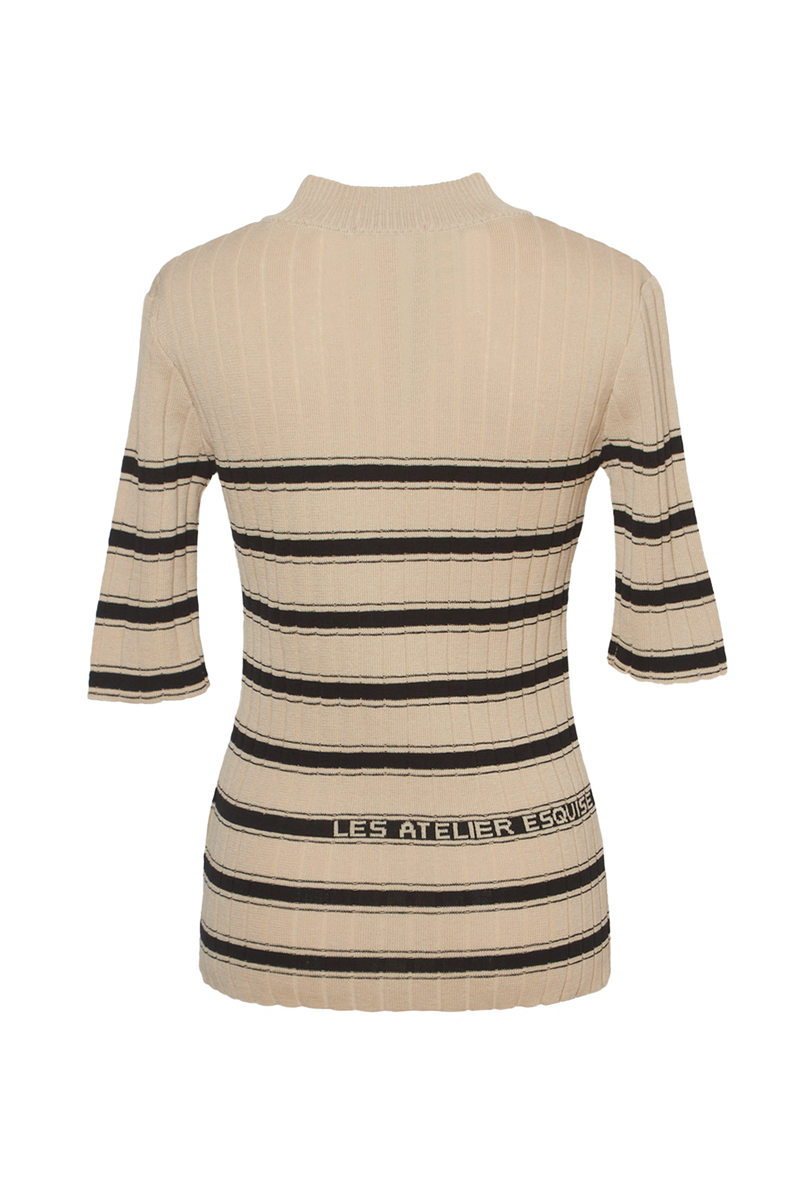 ORGANIC STRIPED KNIT - Beige