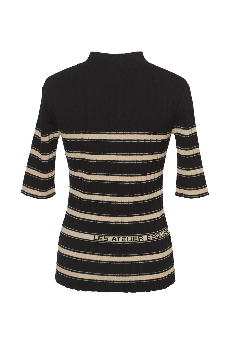 ORGANIC STRIPED KNIT - Black