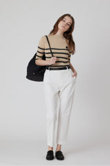 ORGANIC STRIPED KNIT - Beige