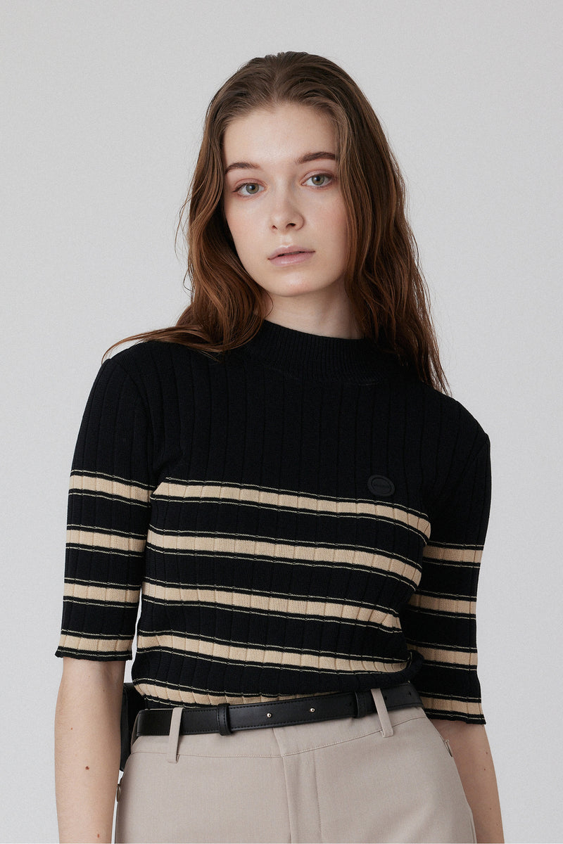 ORGANIC STRIPED KNIT - Black