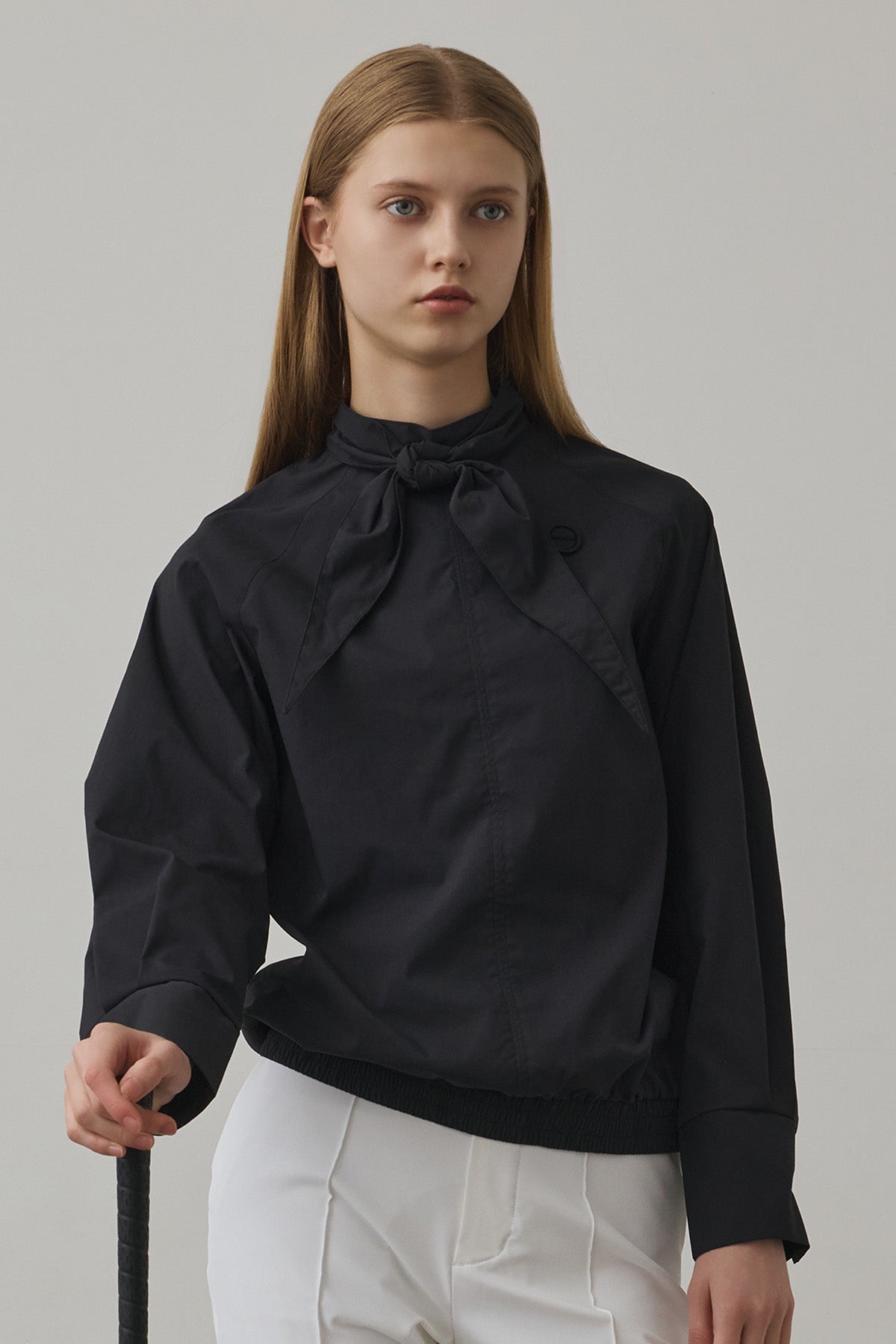 TIE DESIGN SHIRT TOP - Black