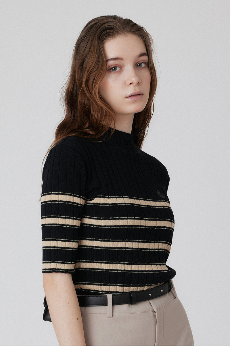 ORGANIC STRIPED KNIT - Black