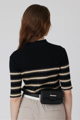 ORGANIC STRIPED KNIT - Black