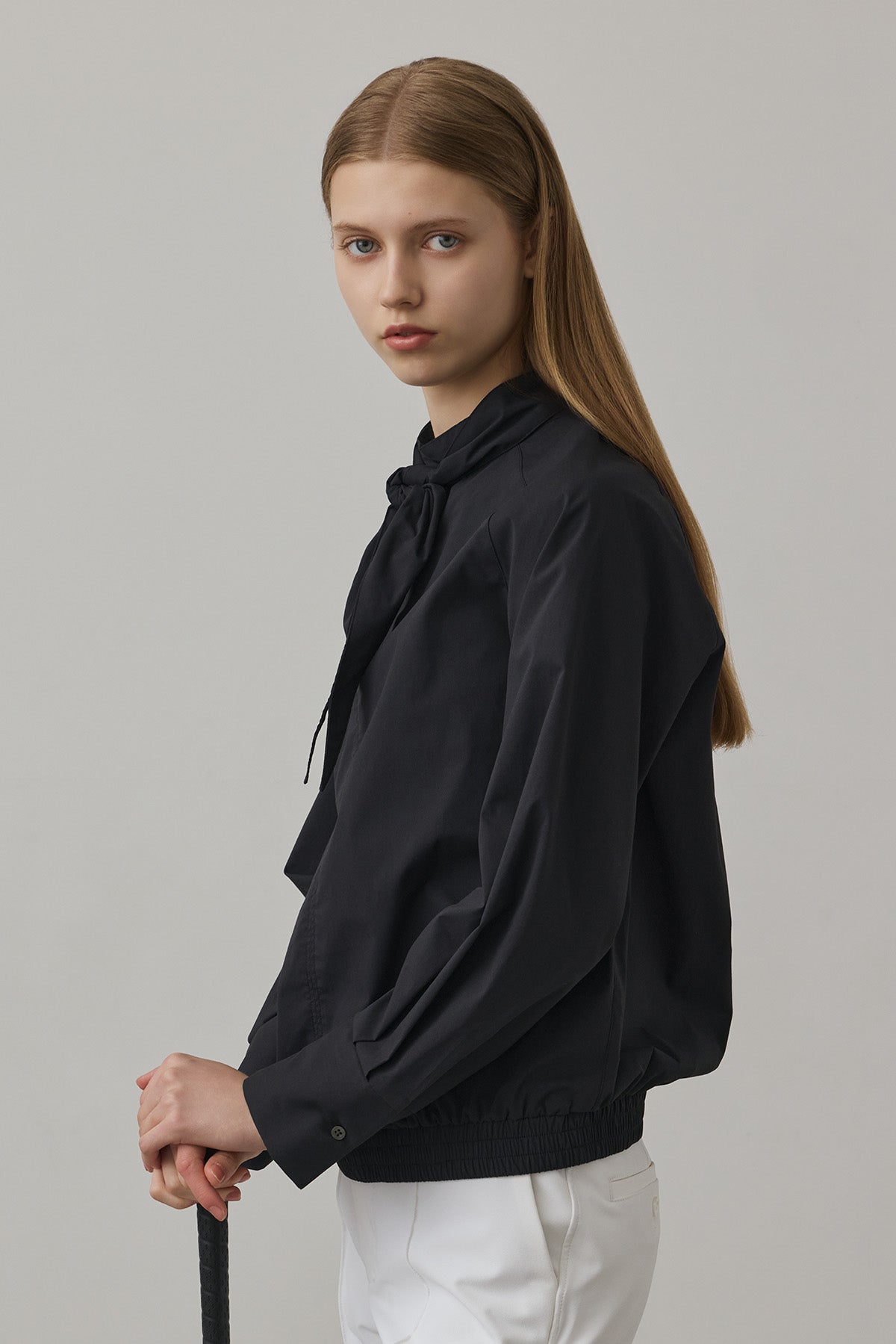 TIE DESIGN SHIRT TOP - Black