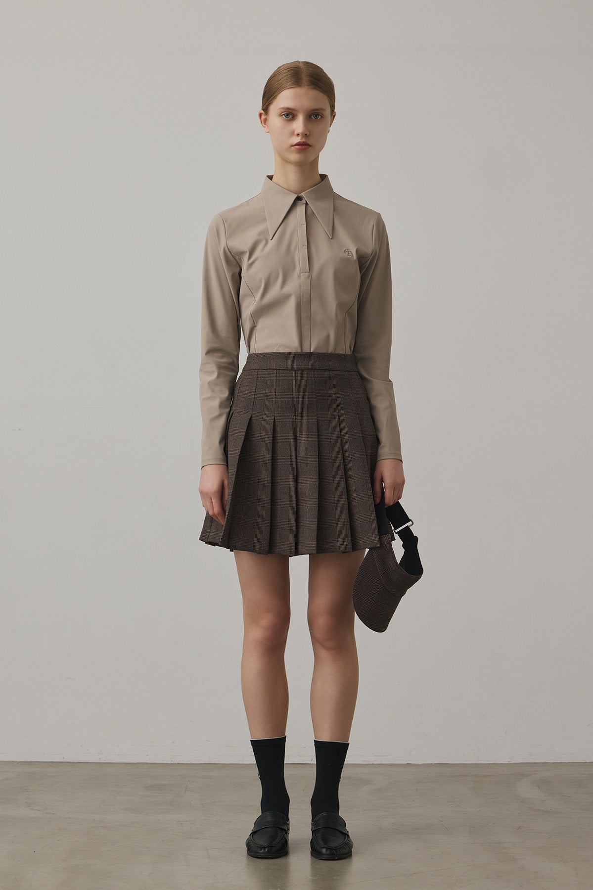 CLASSIC COLLAR SHIRT TOP - Beige