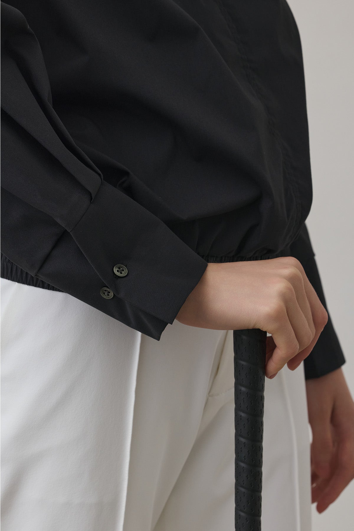 TIE DESIGN SHIRT TOP - Black