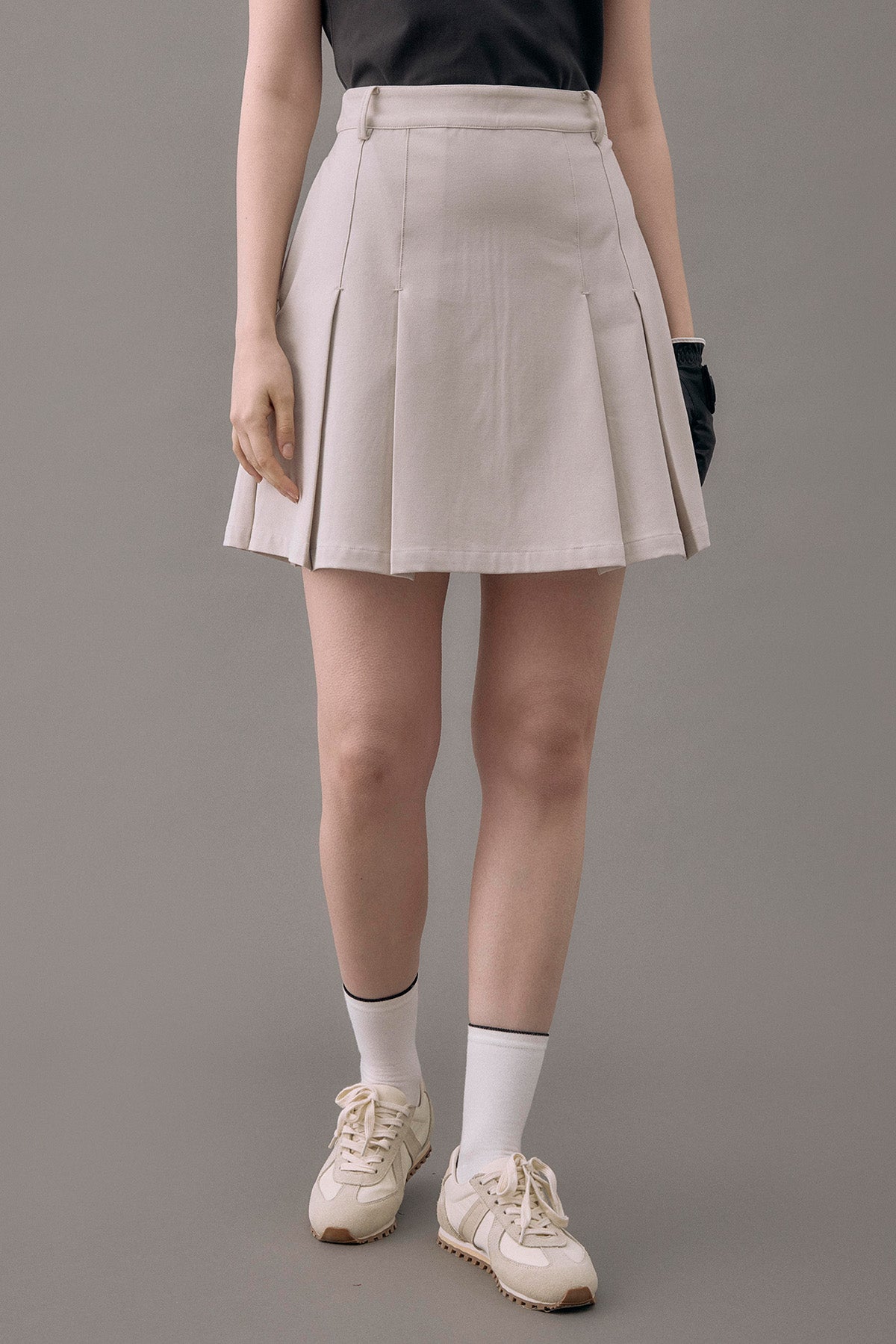 SILK TOUCH PLEATED SKIRT - Light Beige