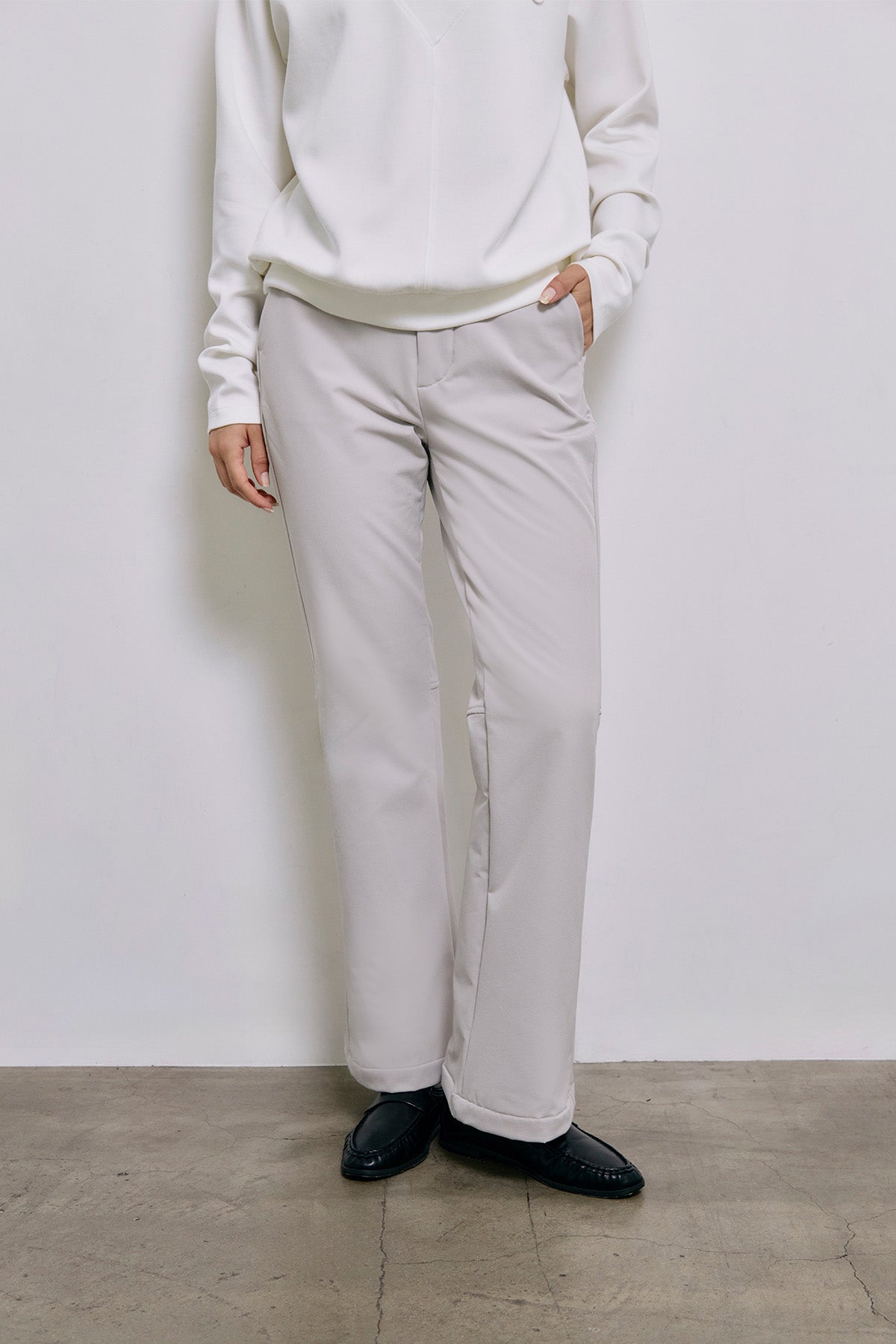 THERMAL FLARE PANTS - LightBeige
