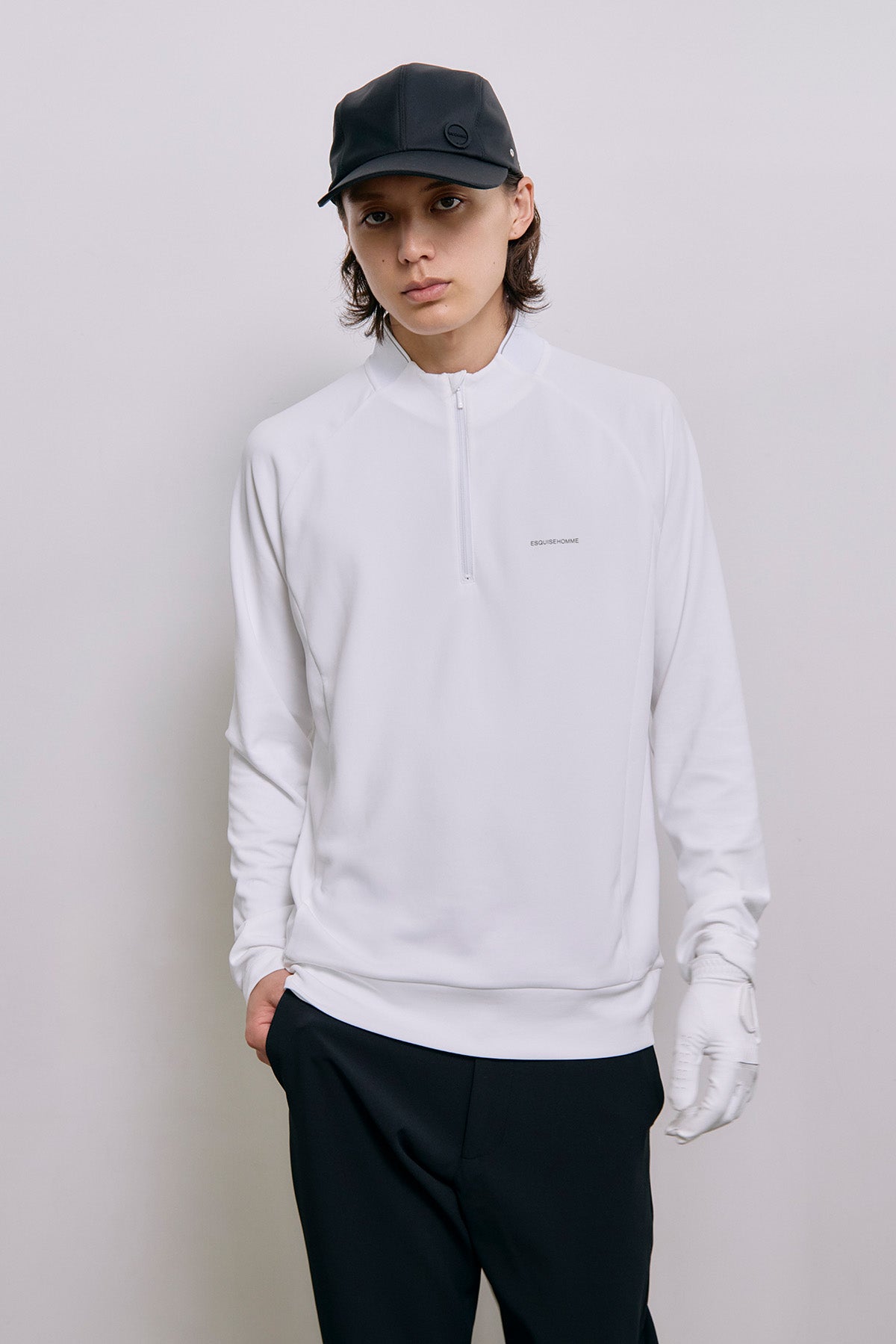SMOOTH HALF ZIP HIGH NECK - White