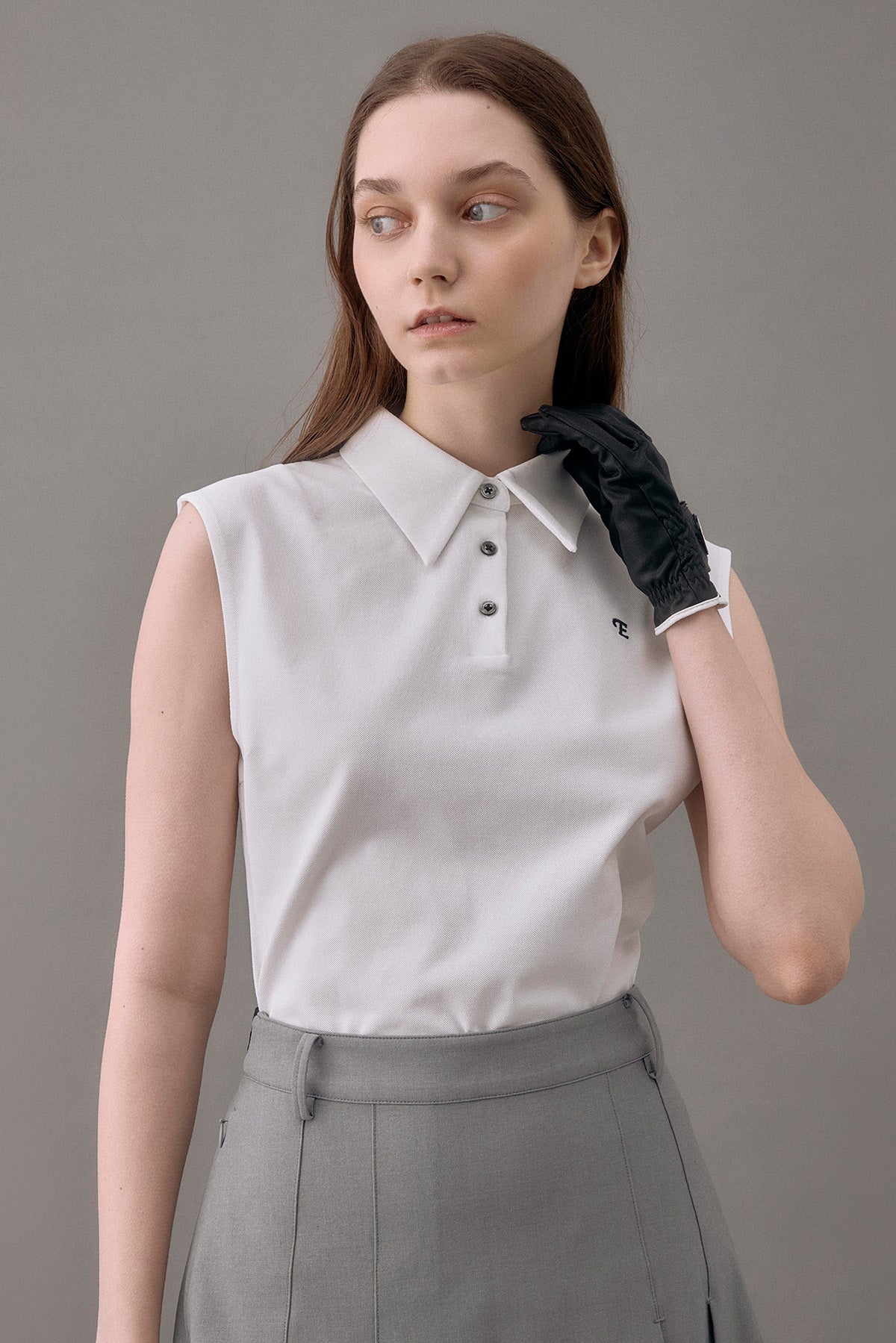 CLASSIC PIQUE SLEEVELESS TOP - White