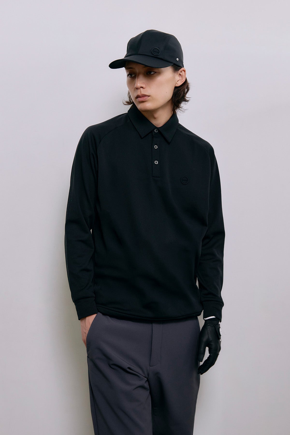 LIGHT FLEECE POLO - Black