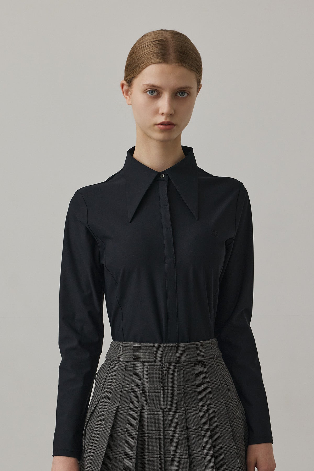 CLASSIC COLLAR SHIRT TOP - Black