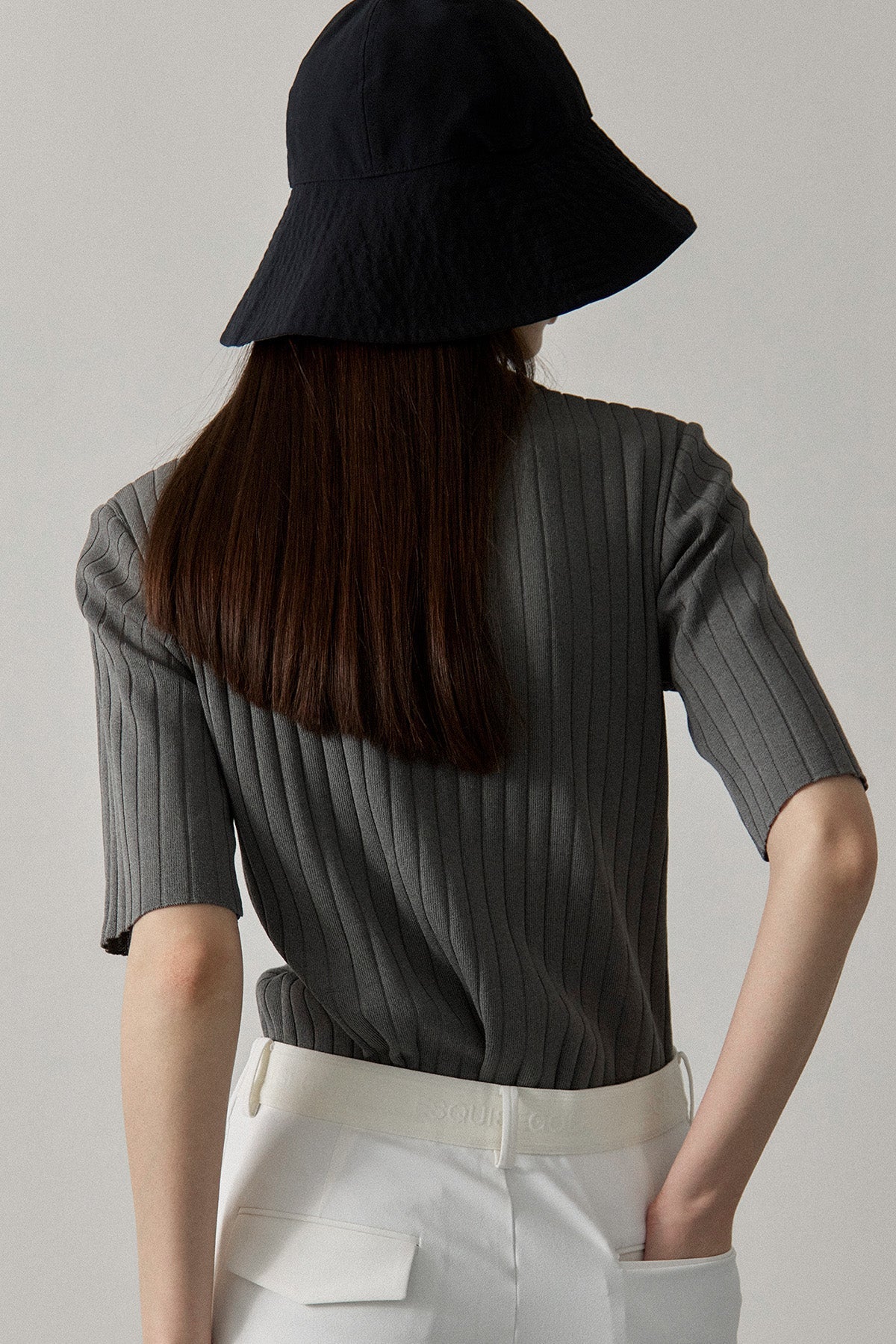 ORGANIC COTTON KNIT POLO - Gray