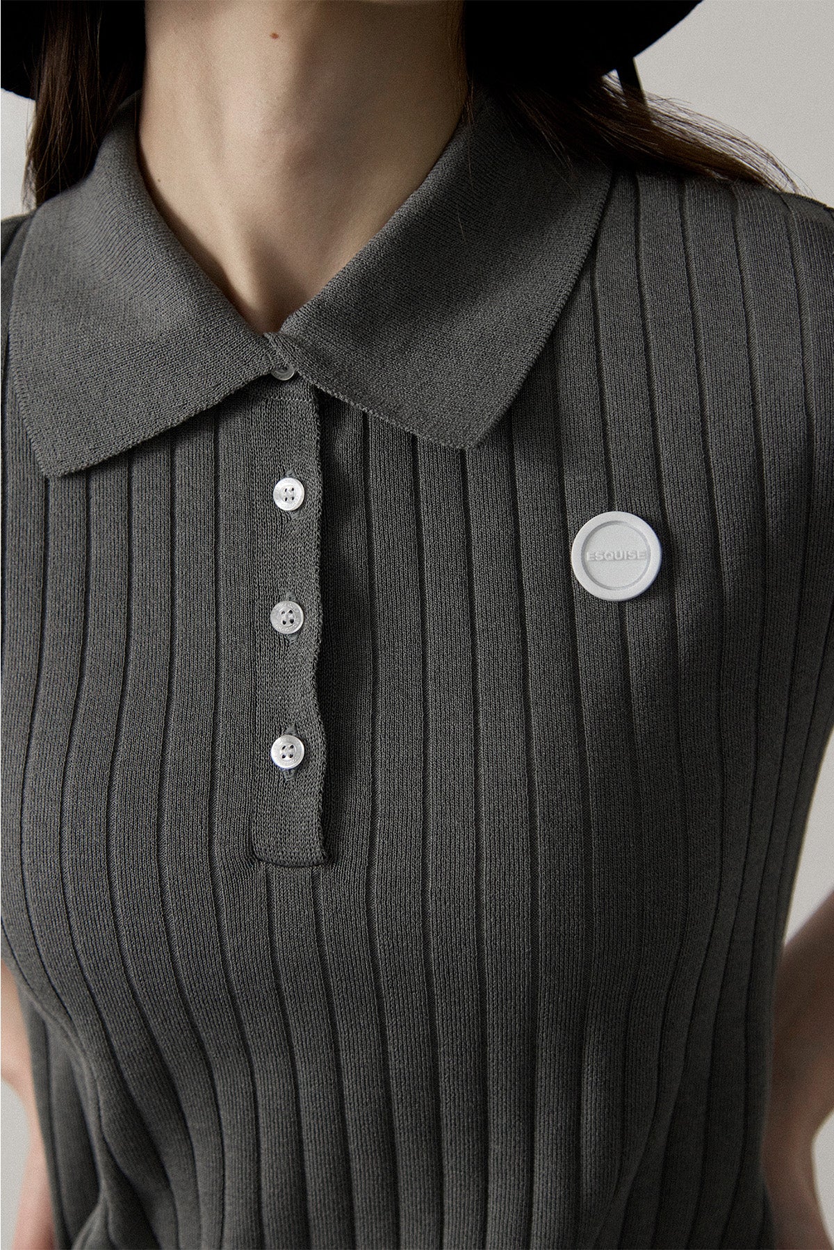 ORGANIC COTTON KNIT POLO - Gray