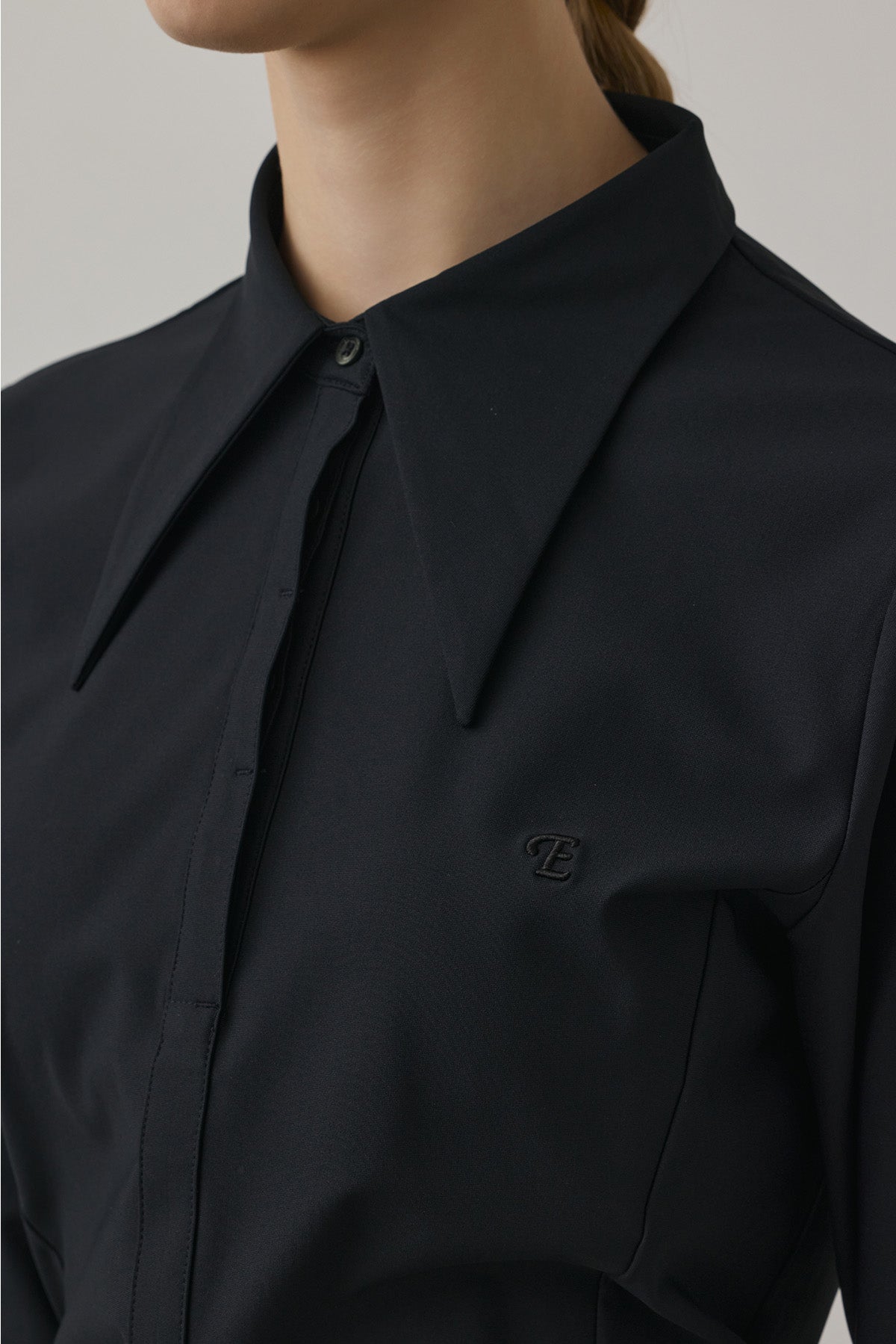 CLASSIC COLLAR SHIRT TOP - Black