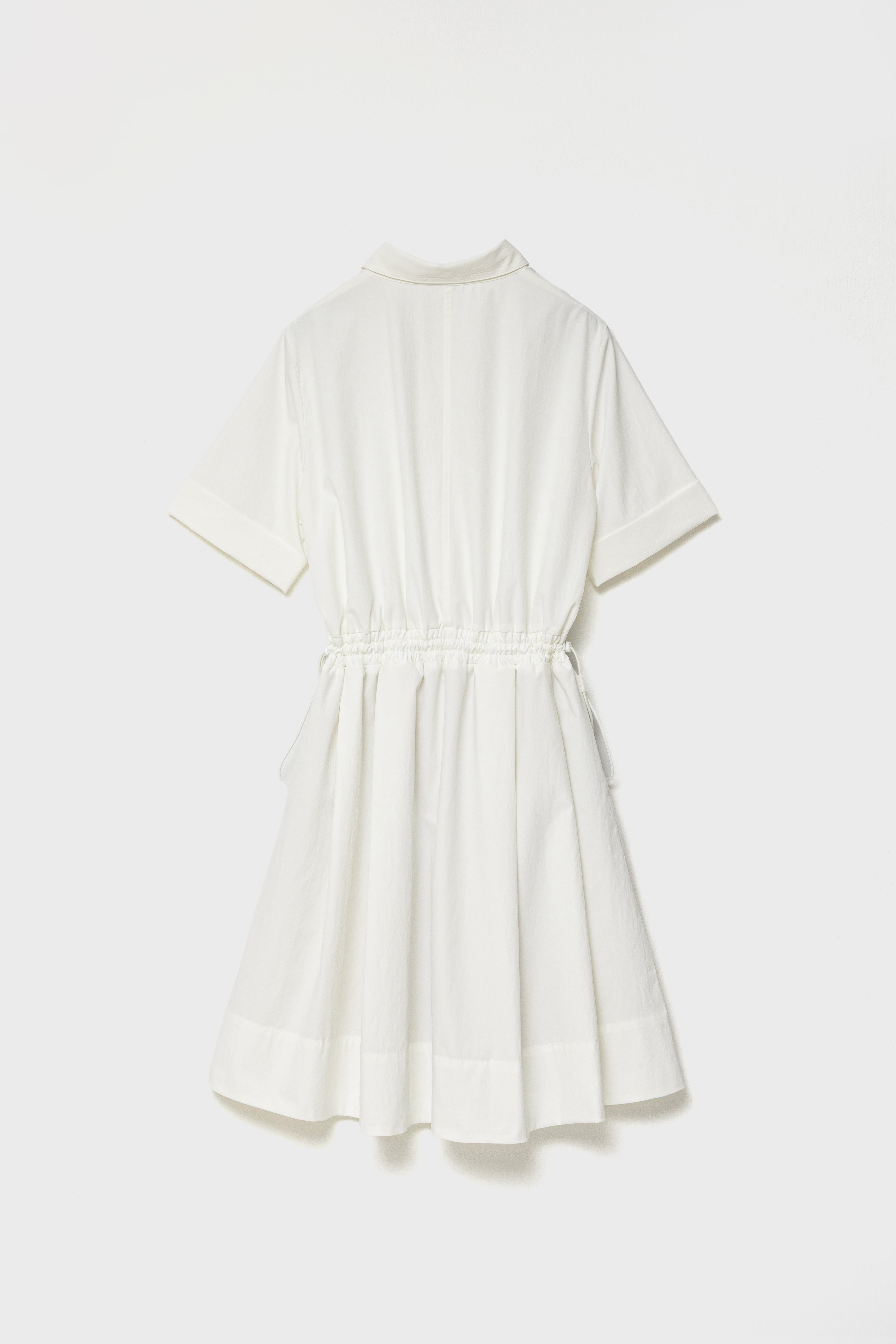 DRAWSTRING SHIRT DRESS - White