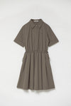 DRAWSTRING SHIRT DRESS - Brown