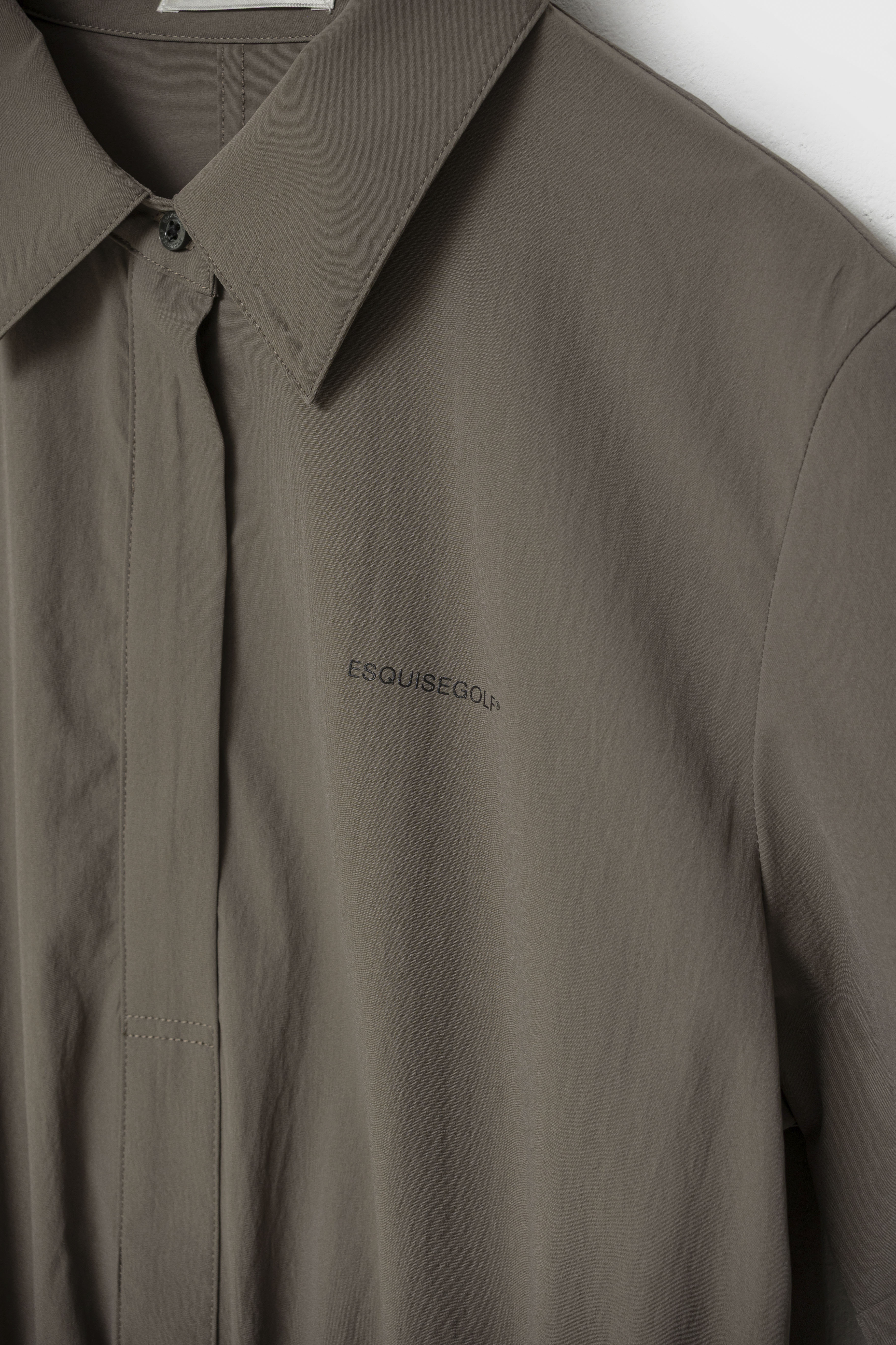 DRAWSTRING SHIRT DRESS - Brown